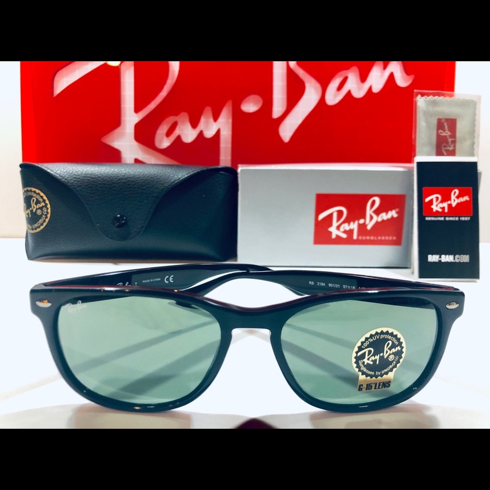 Ray-Ban Unisex Sunglasses Black w/ Green Lens G-15
